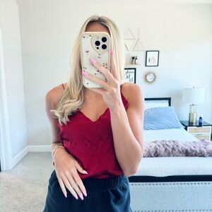 ARE YOU AM I Red Silk Cami